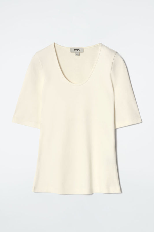 Cos SLIM SCOOP-NECK COTTON T-SHIRT