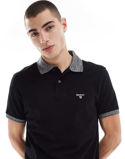 Barbour Marlton tailored fit polo shirt in black