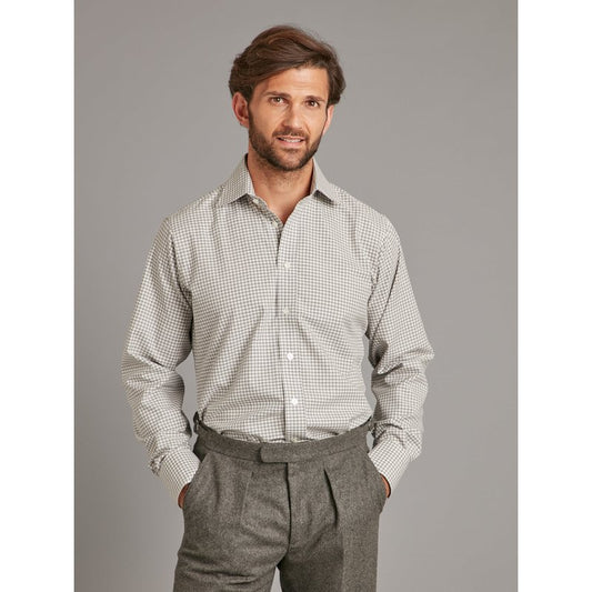 Oliver Brown Regular Fit Shirt - Pale Grey Small Check