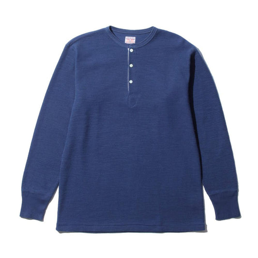 The Real McCoy's Western Cardigan Stitch Henley Cobalt