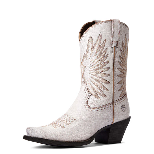 Ariat Women's Goldie Western Boots in Distressed White Leather, B Medium Width