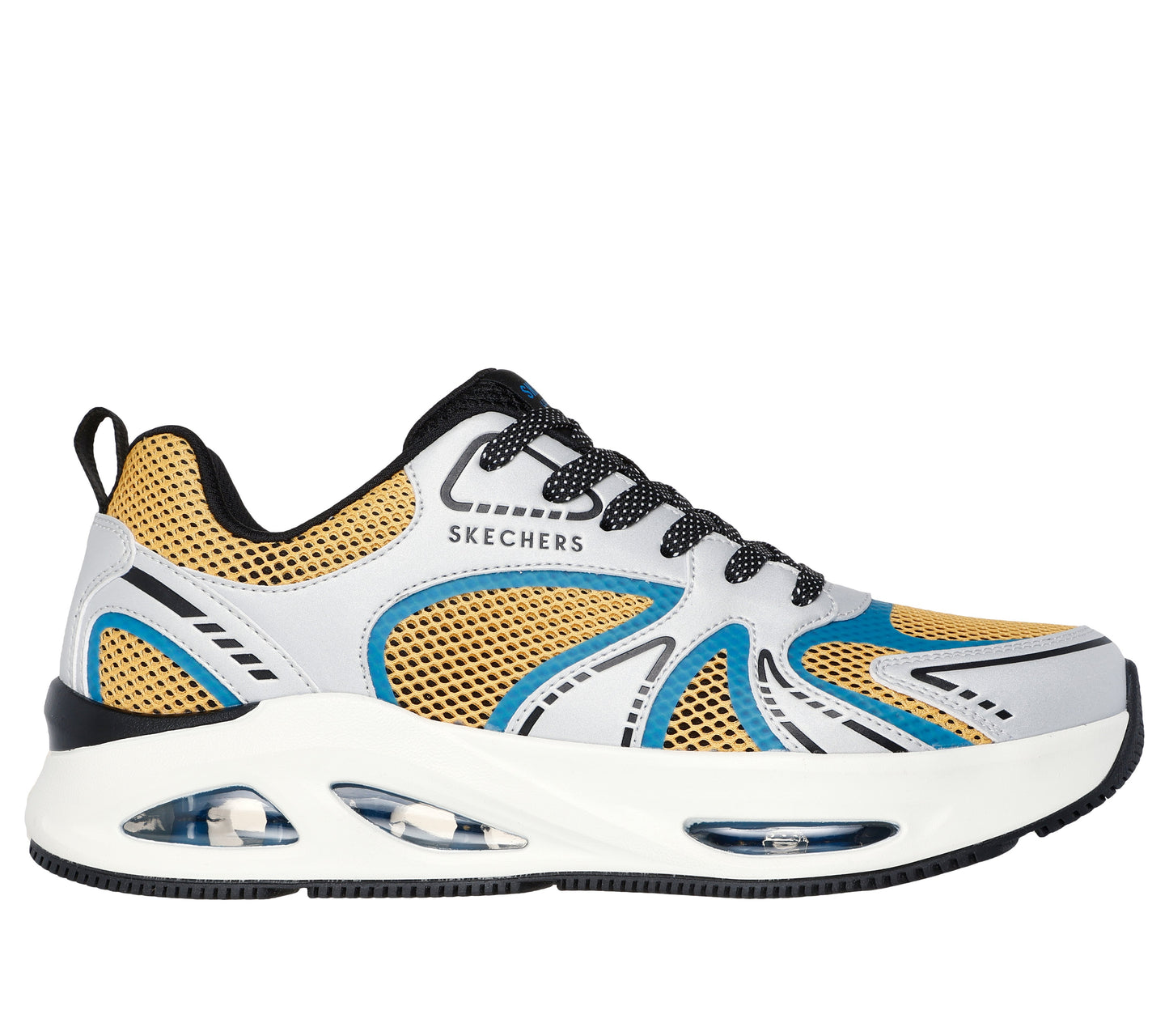 Skechers Men's Uno Ego - Aurair Sneaker in Yellow/Multi, Size 7.5 | Synthetic/Textile