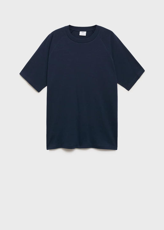 Mango Relaxed fit cotton t-shirt dark navy - Man -