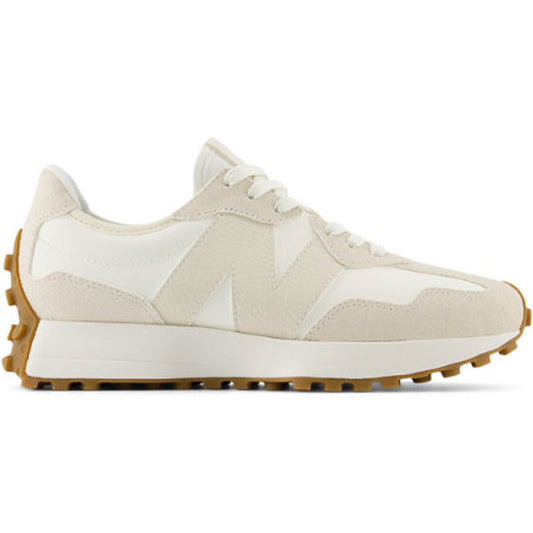 New Balance Women's 327 in Beige/White Suede/Mesh, size 3 Narrow
