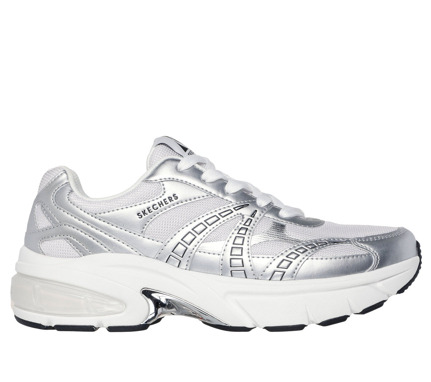 Skechers Men's Shadow - Stellar 90 Sneaker in Silver, Size 8.5 | Synthetic/Textile