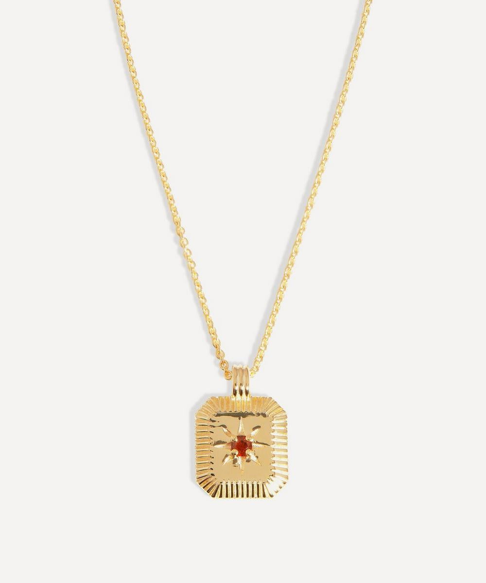 Missoma 18ct Gold-Plated Vermeil Silver Engravable January Birthstone Star Ridge Pendant Necklace One size