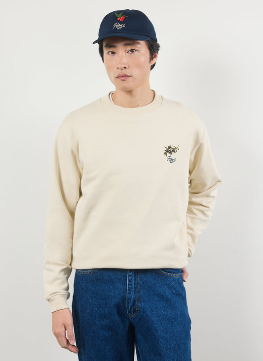 Percival Perci Green Sweatshirt Embroidered Organic Cotton Cream