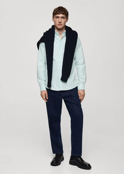 Mango Regular fit Oxford cotton shirt pastel green - Man -