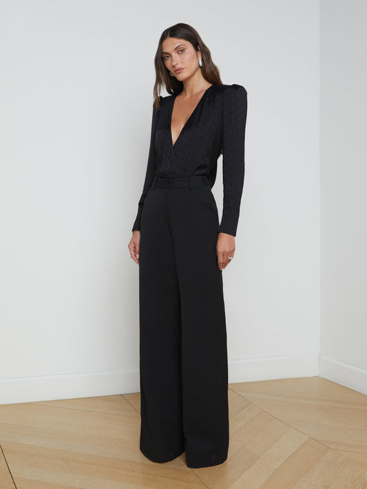 L'AGENCE Pilar Wide-Leg Pants In Black