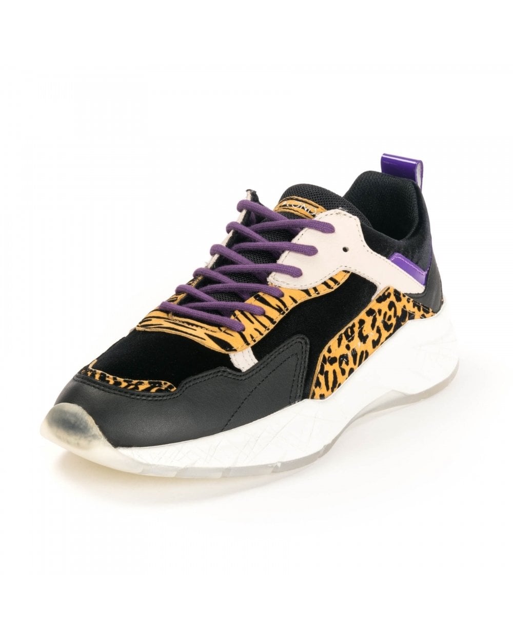 Crime London Komrad Womens Trainer Colour: Multi Leopard Print