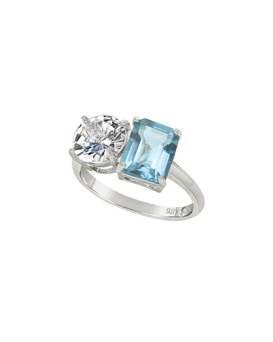 Suzy Levian Silver 5.00 ct. tw. Gemstone Toi et Moi Ring