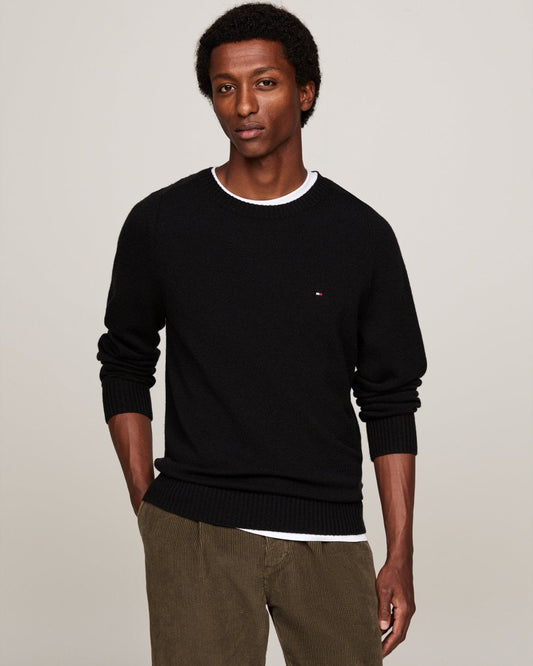 Tommy Hilfiger Lambswool Mens Crew Neck Jumper Colour: Black