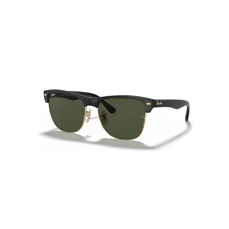 Ray-Ban Sunglasses Man Clubmaster Oversized - Black On Gold Frame Green Lenses 57-16