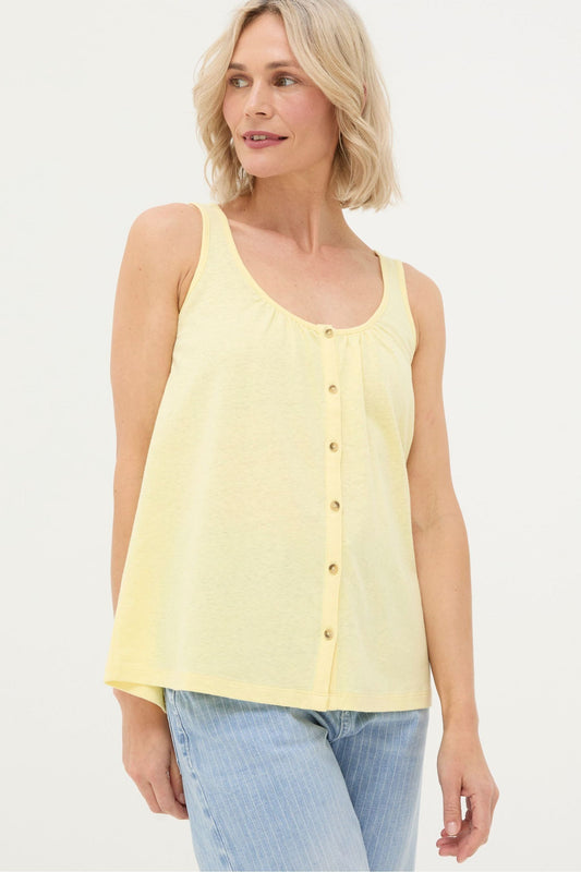 Fat Face Flora Yellow Cotton Linen Vest