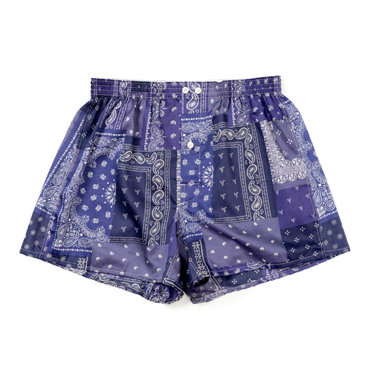 Anonymous Ism Fine Satin Paisley Boxer Shorts Purple