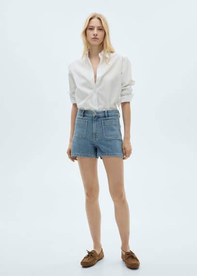 Mango Denim shorts with pockets medium blue - Woman -