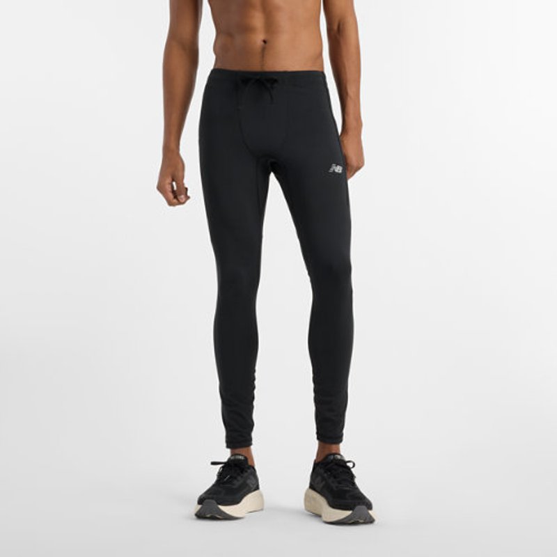 New Balance Men's NB Sleek Pocket Tight in Black Poly Knit, size Large