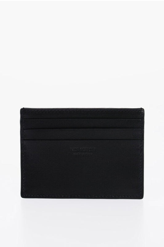 Neil Barrett Leather FAIR-ISLE THUNDERBOLT Card Holder with Contrast Prin