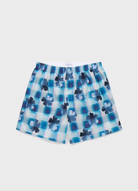 Sunspel Men's Classic Boxer Shorts in Liberty Fabric in Blue Flower