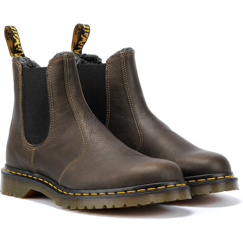 Dr. Martens 2976 Wl Grizzly Leather Olive Boots