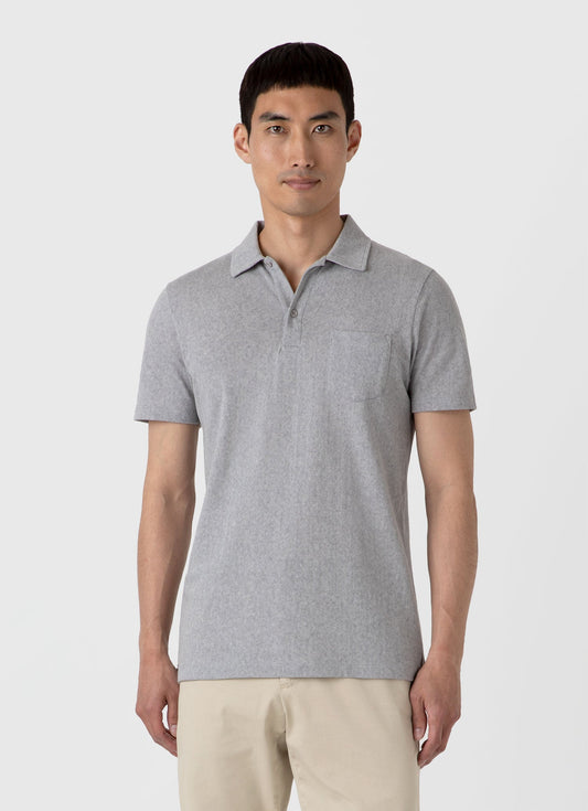 Sunspel Men's Riviera Polo Shirt in Grey Melange
