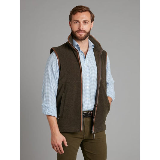 Oliver Brown Schoffel Oakham Fleece Gilet - Dark Olive