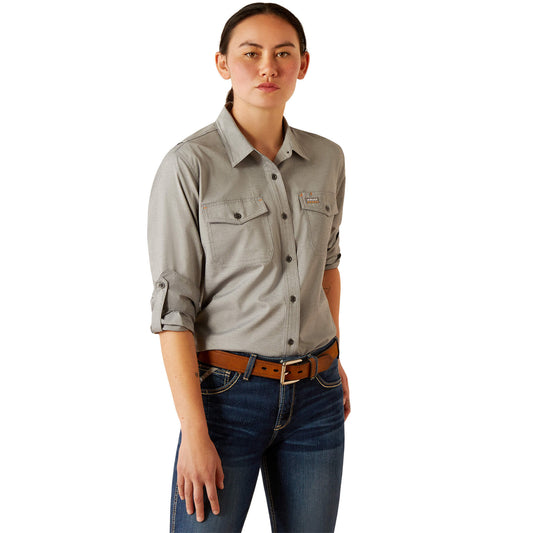 Ariat Women's Rebar Made Tough VentTEK DuraStretch Work Shirt Long Sleeve in Charcoal Heather