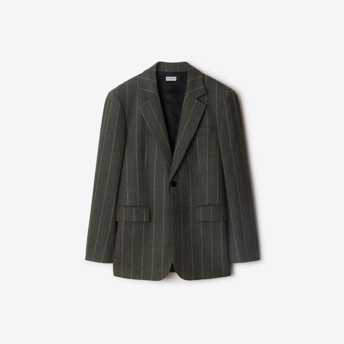 Burberry Pinstriped Wool Tailored Jacket