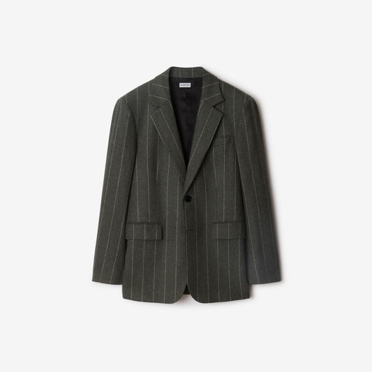 Burberry Pinstriped Wool Tailored Jacket