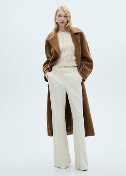 Mango Braided sweater with openwork details ecru - Woman -