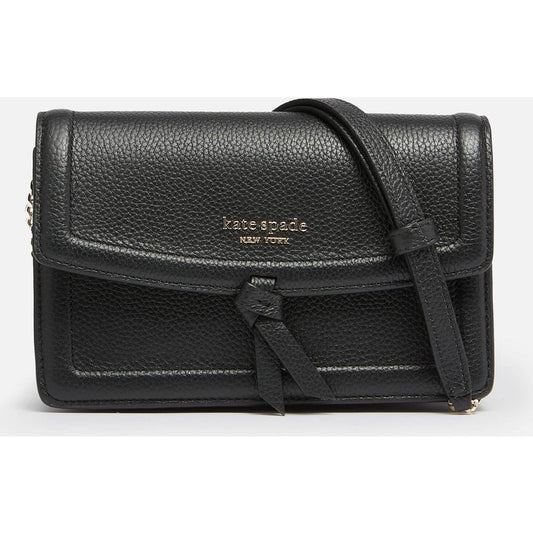 Kate Spade New York Women's Knott Pebbled Flap Cross Body Bag - Black