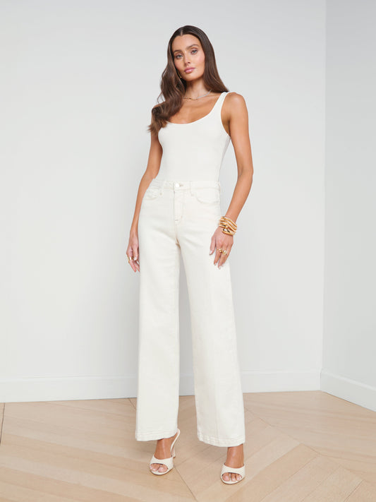 L'AGENCE Scottie Wide-Leg Jean In Macadamia