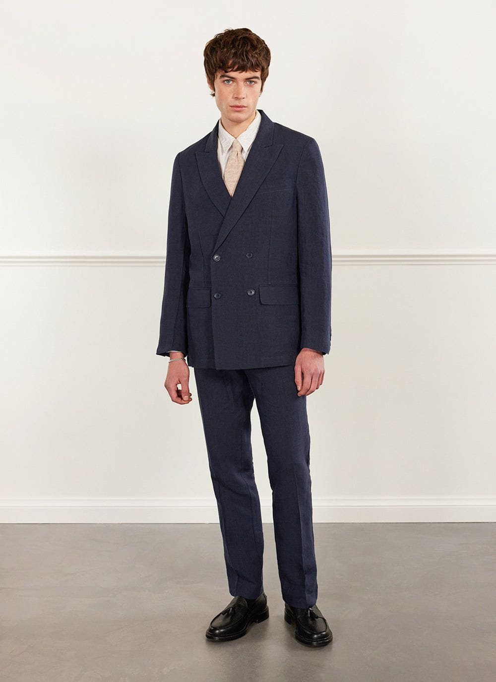 Percival Menswear Percival Tailored Double Breasted Blazer Linen Navy