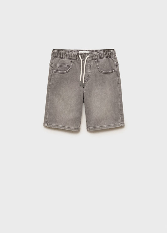 Mango Denim bermuda shorts with drawstring denim grey - Kids -
