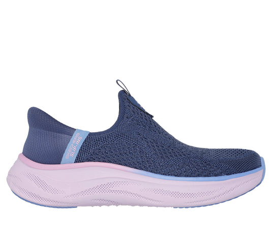 Skechers Women's Slip-ins: Skech Cloud - Dreamy Hues Sneaker in Navy Blue/Purple, Size 3 | Textile/Synthetic, Vegan, Machine Washable