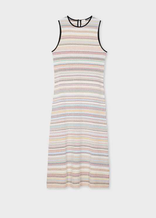 Paul Smith Women's 'Signature Stripe' Textured Sleeveless Long Dress Multicolour
