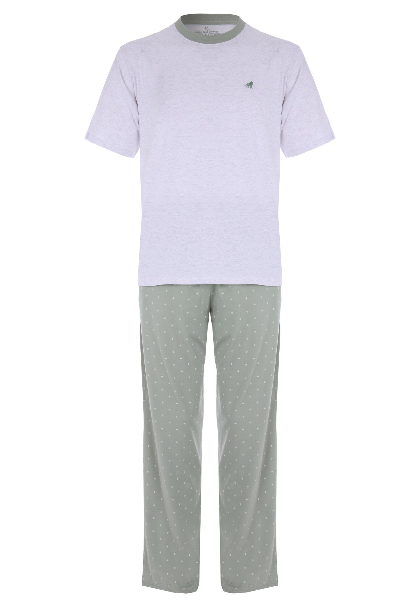 Peacocks Mens Green Geo Jersey Pyjama