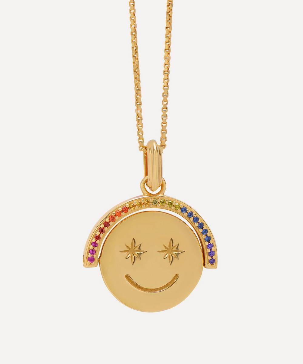 Rachel Jackson 22ct Gold-Plated Rainbow Happy Face Spinning Pendant Necklace One size