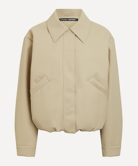 Kassl Editions Women's Short Rubber Bomber Jacket Beige XS