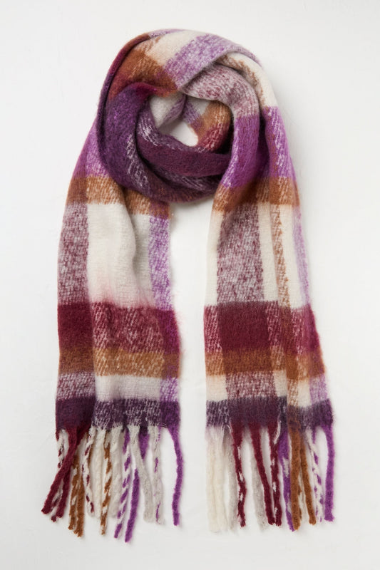 Fat Face Purple Eva Check Scarf