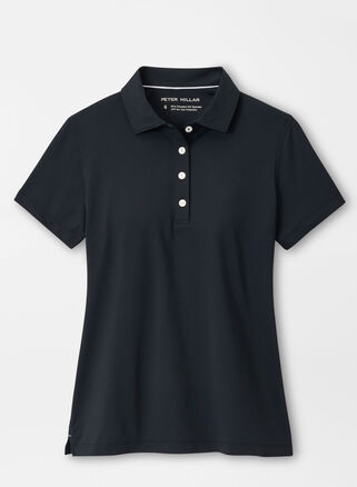 Peter Millar Women's Short Sleeve Button Polo-Black