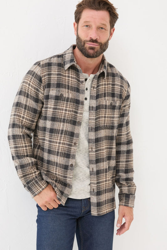 Fat Face Brown Long Sleeve Upton Check 100% Cotton Shirt