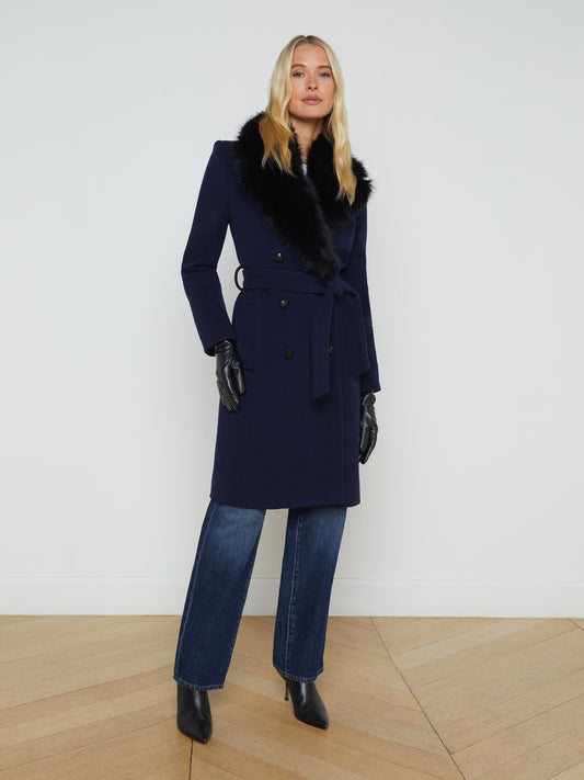 L'AGENCE Tristan Coat In Midnight/Black