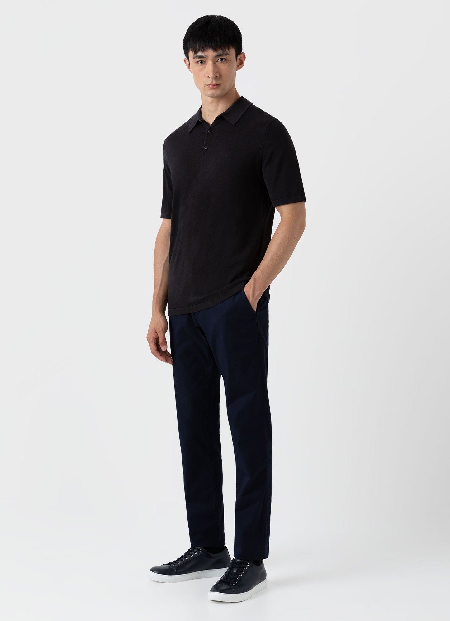 Sunspel Men's Sea Island Cotton Polo Shirt in Black