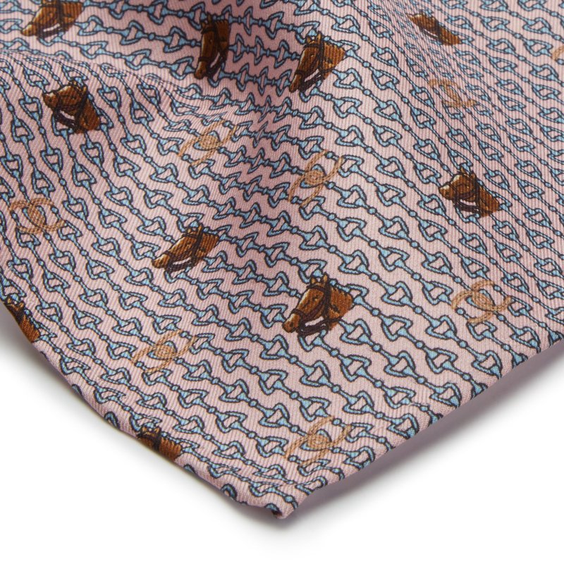 Oliver Brown Silk Horseshoe Pocket Square - Pink