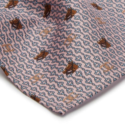 Oliver Brown Silk Horseshoe Pocket Square - Pink