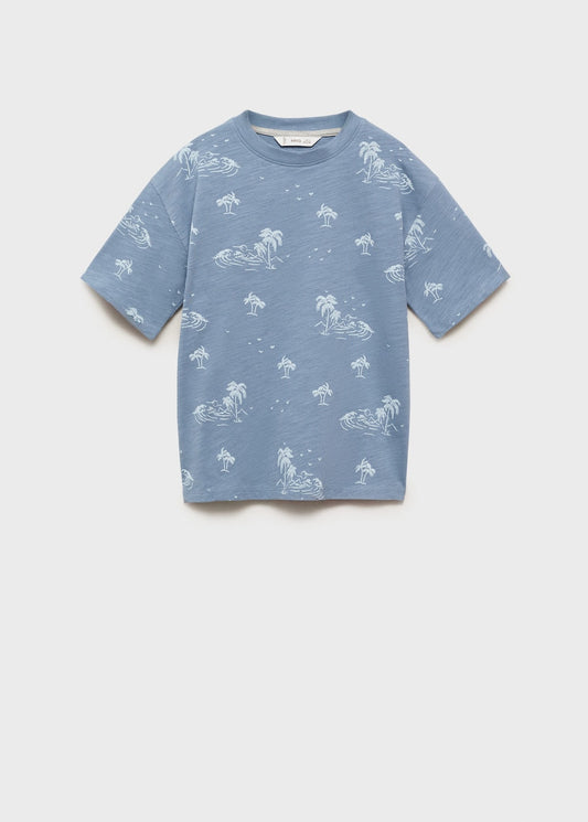 Mango Palm print T-shirt blue - Kids -
