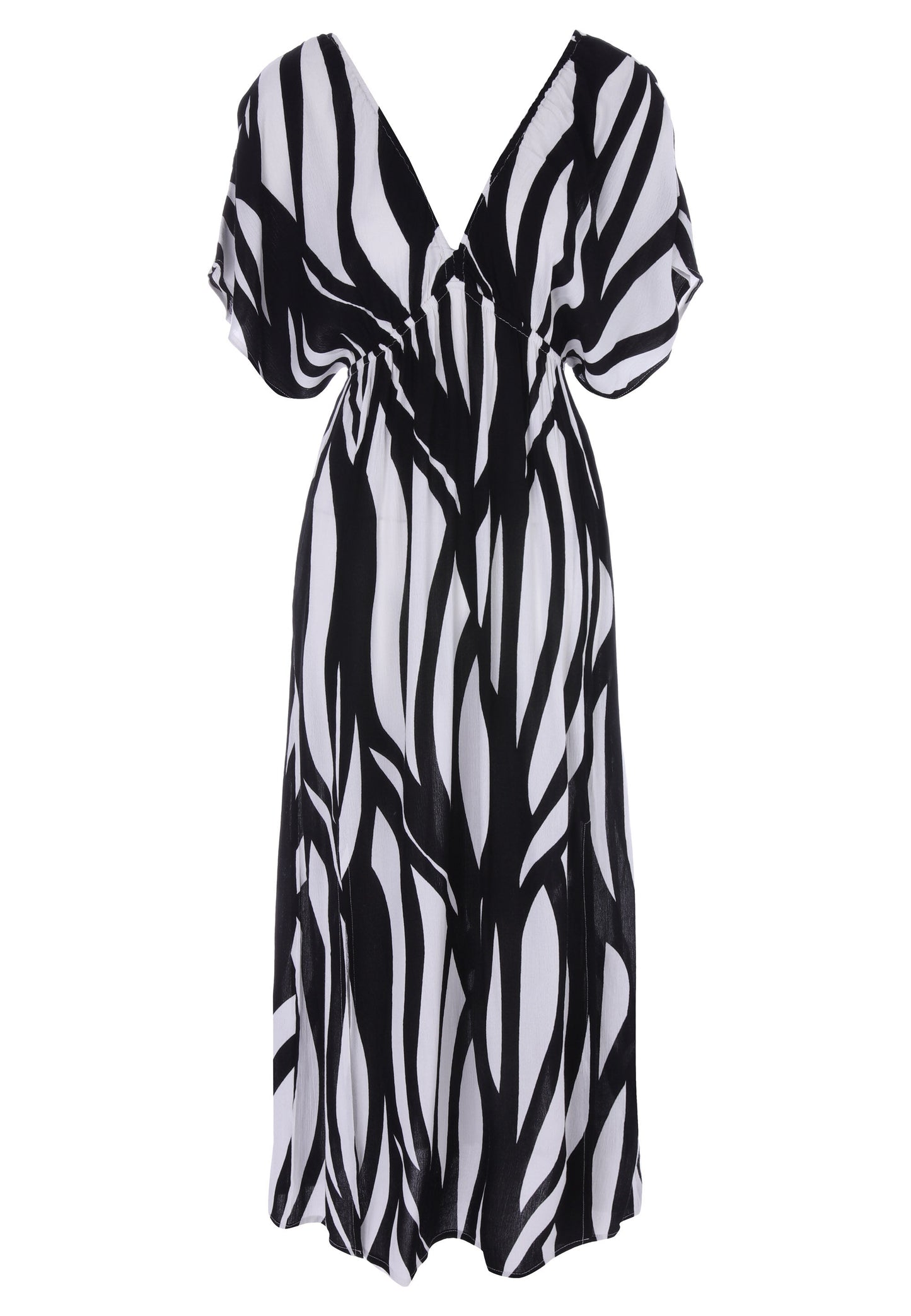 Peacocks Womens Black & White Patterned Beach Kaftan Dress