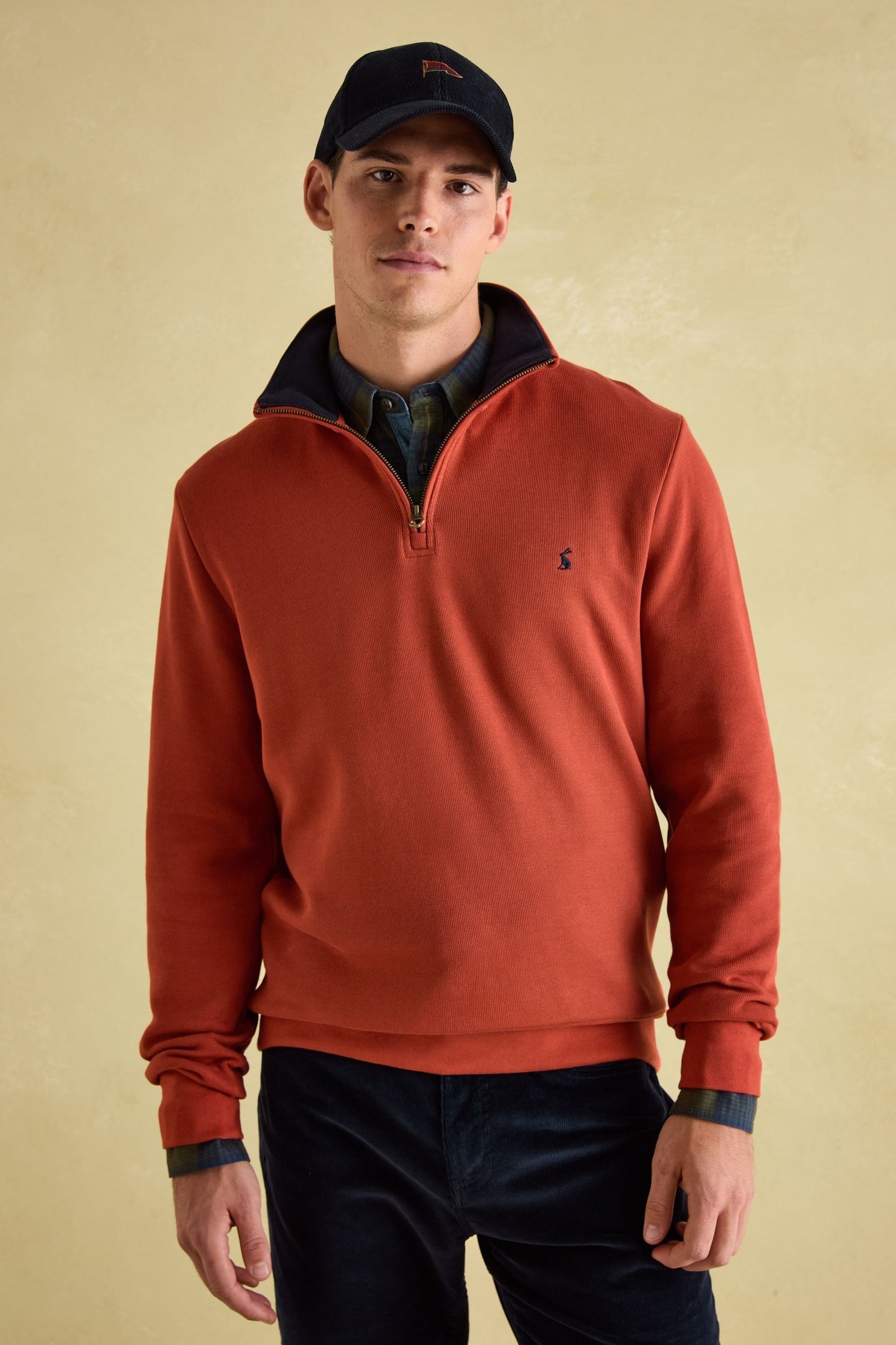 Joules Alistair Orange Quarter Zip Cotton Sweatshirt