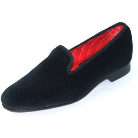 Oliver Brown Albert Slippers - Plain Black Velvet